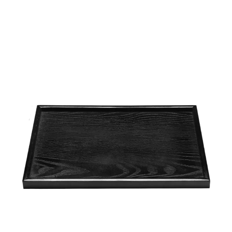 Black Tray Rectangular Solid Wood Tea Tray Dinner Plate Japanese Restaurant End Dish Plate Vintage Wooden Plate Tea Set Tray