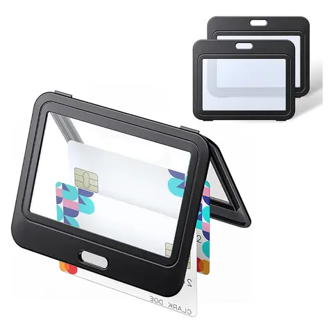 1 Piece Double Sided Clear Black ID Card Holder for Worker Horizontal Vertical Dual Use Kpop Photocard Cover Case for Student