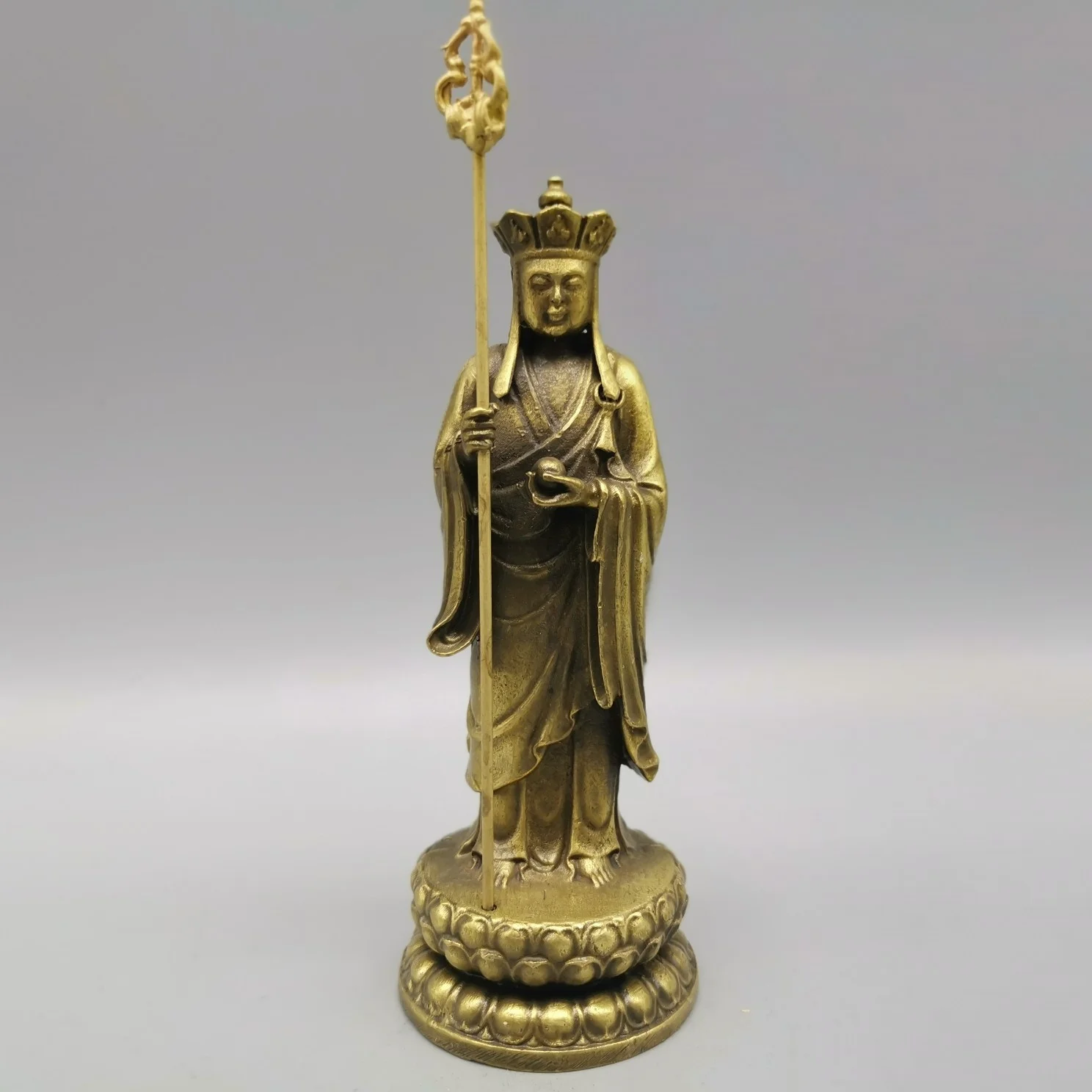 

Chinese buddhism Brass Earth Store Ksitigarbha Bodhisattva TangSeng buddha statue