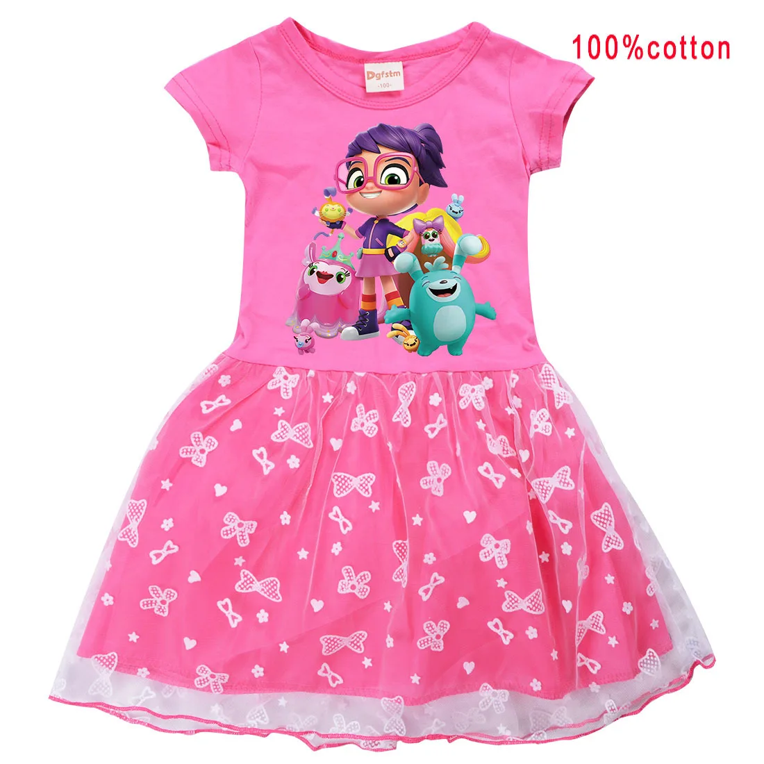 

Abby Hatcher Clothes Baby Girls Short Sleeve Dresses Kids Cartoon Casual Christmas Birthday Party Princess Vestidos