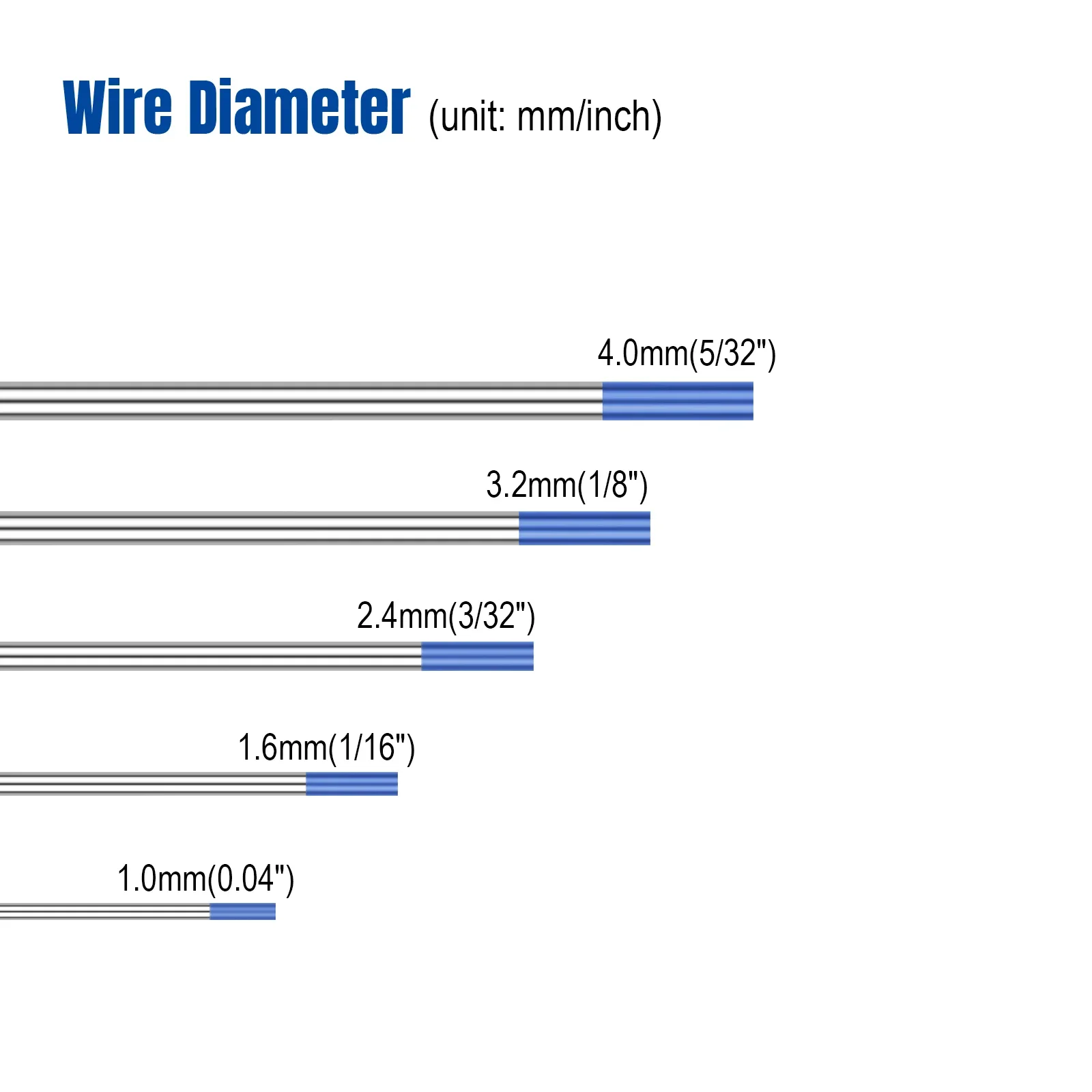 プロのタングステン電極tig溶接ロッド、低温、175mm、7 "、1.0、1.6、2.4、3.2mm、wl20、wt20、wl15、wz8、awp、wr