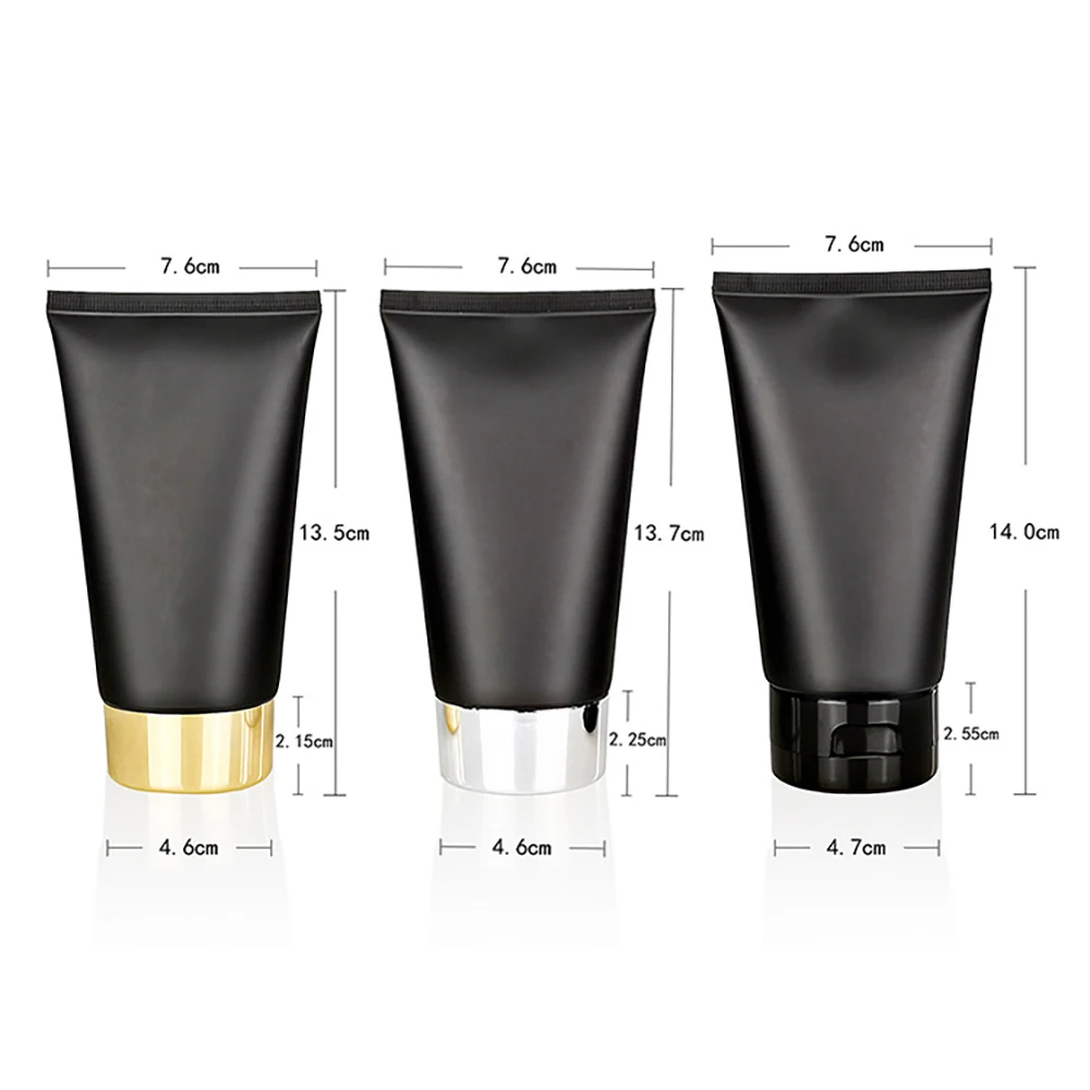 Matte Black 150ml Squeeze Refillable Bottle Empty 150g Cosmetic Frost Plastic Soft Tube Makeup Cream Body Lotion Containers