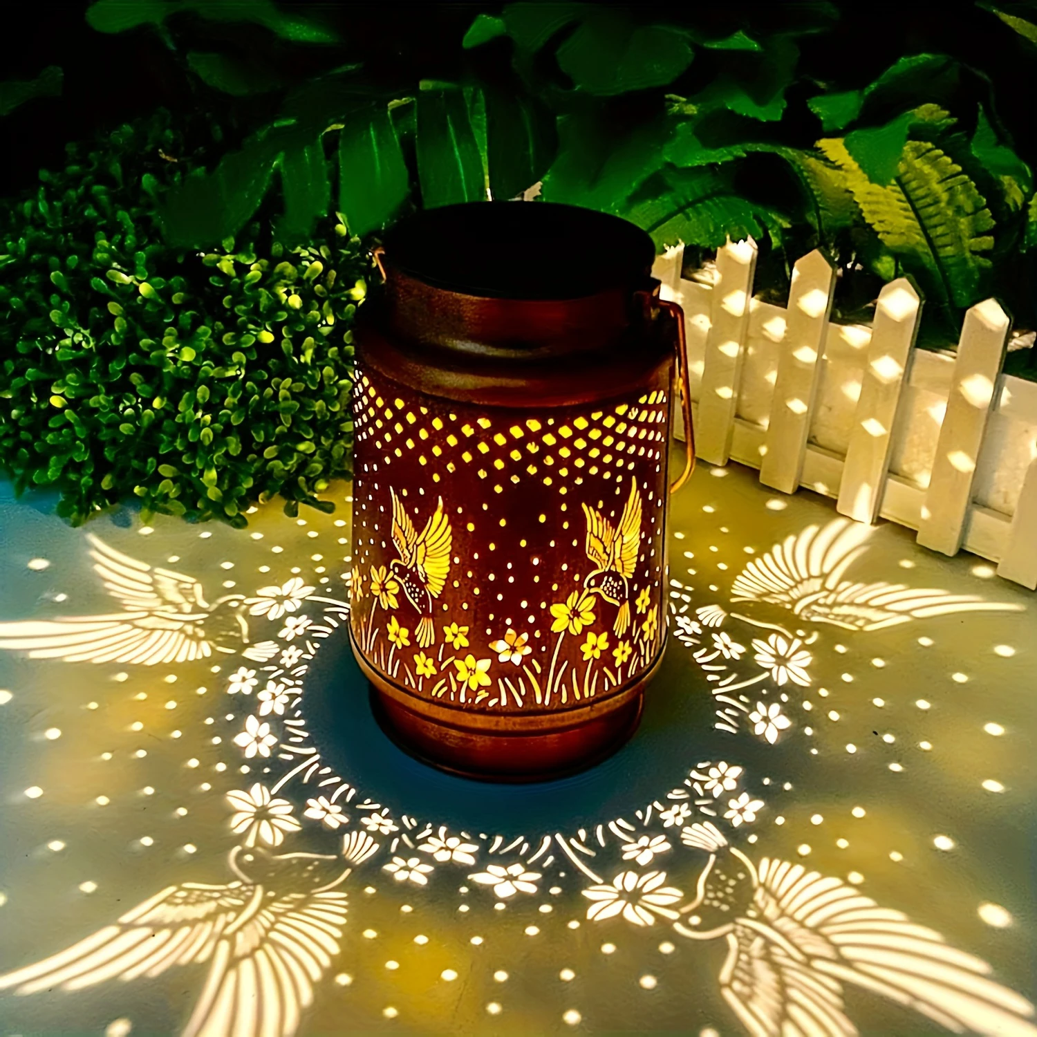 1 قطعة فانوس شمسي حديدي خارجي، مصباح حديقة يعمل بالطاقة الشمسية للمسار/الفناء، إضاءة ديكورية مقاومة للعوامل الجوية #1