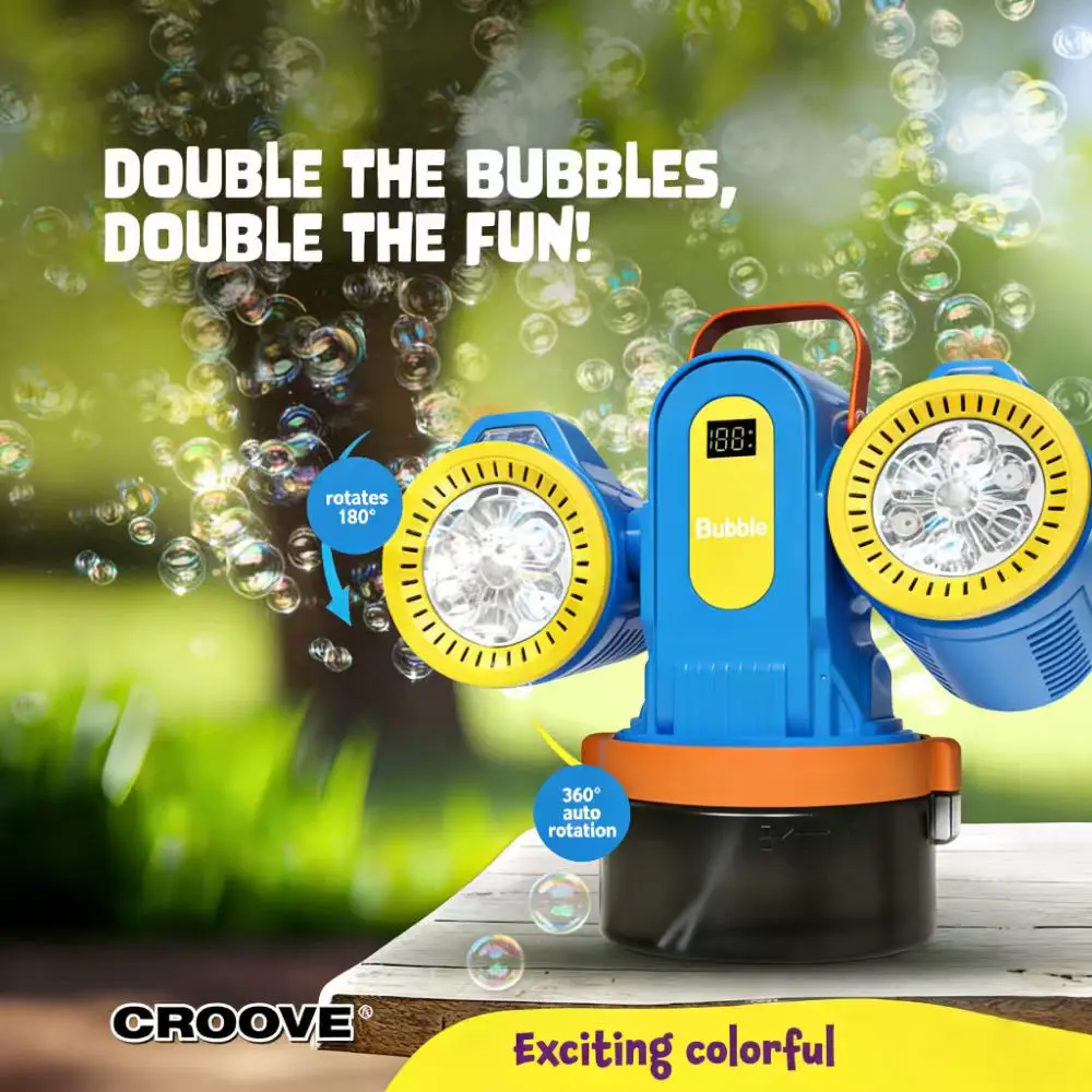 

2026 Upgraded Bubble Machine for Kids - Remote Control Auto Rotation Rgb Lights, 1800Mah Type-C Rechargeable, Perfect for Parties