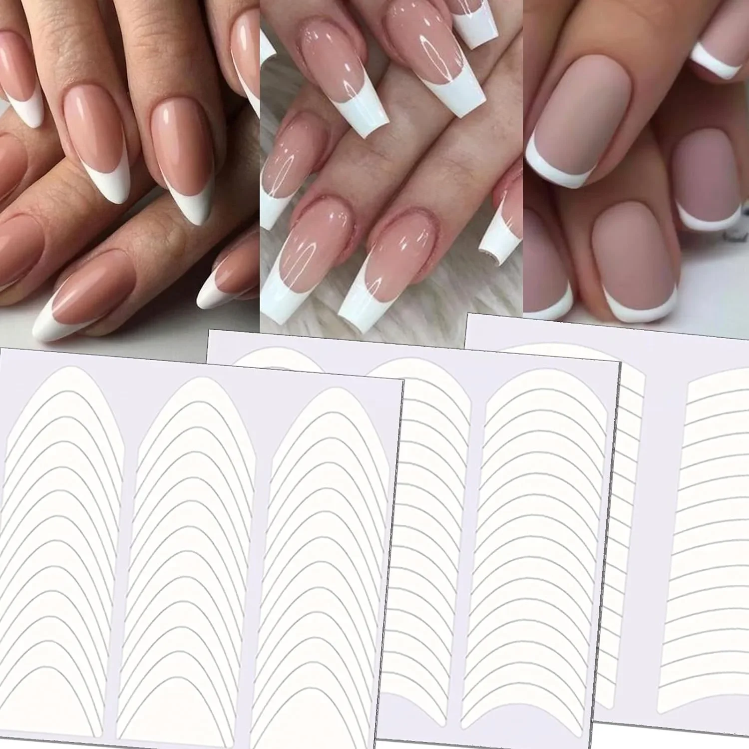 1PCS White Nail Stickers French Nail Art Stencil Guide Nail Art Decals Form Fringe DIY Line Tips Manicure Decorations Tools