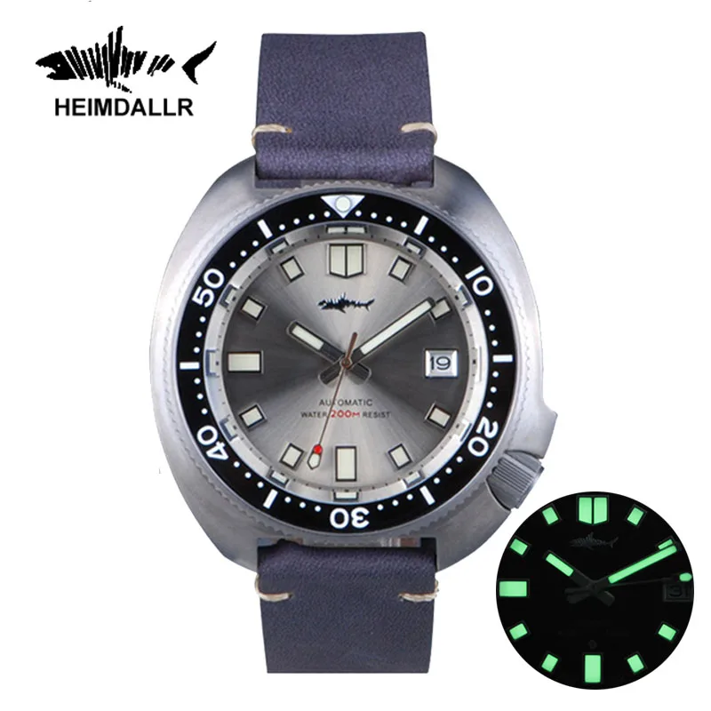 Heimdallr Titanium Men's Turtle Diving Watch Green Luminous Dial Sapphire 200M Waterproof NH35 Automatic Movement Wristwatches