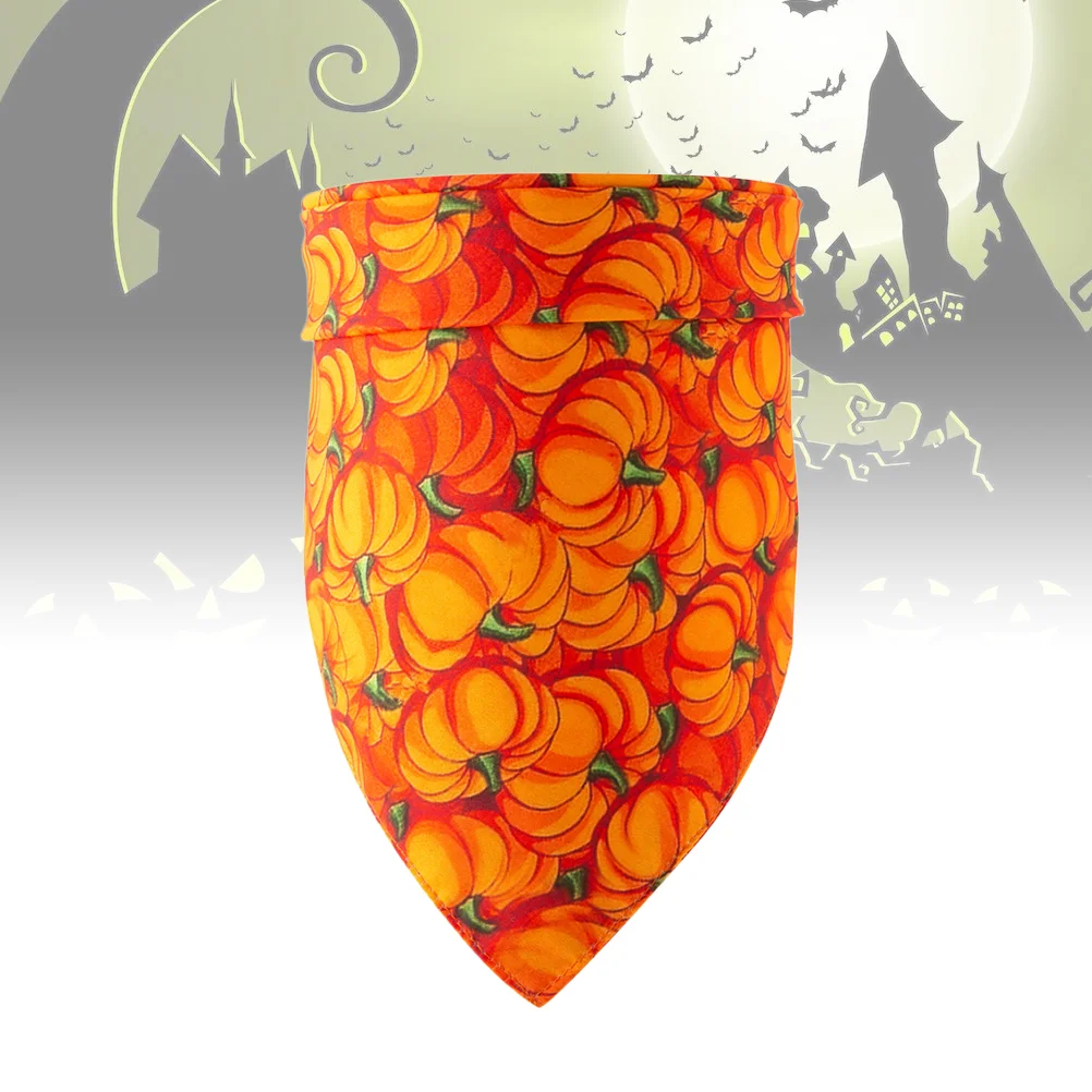 

Colorful Printed Halloween Collar Bib Scarf Pumpkin Printed Triangle Saliva Towel for Pet Dog Puppy Yellow