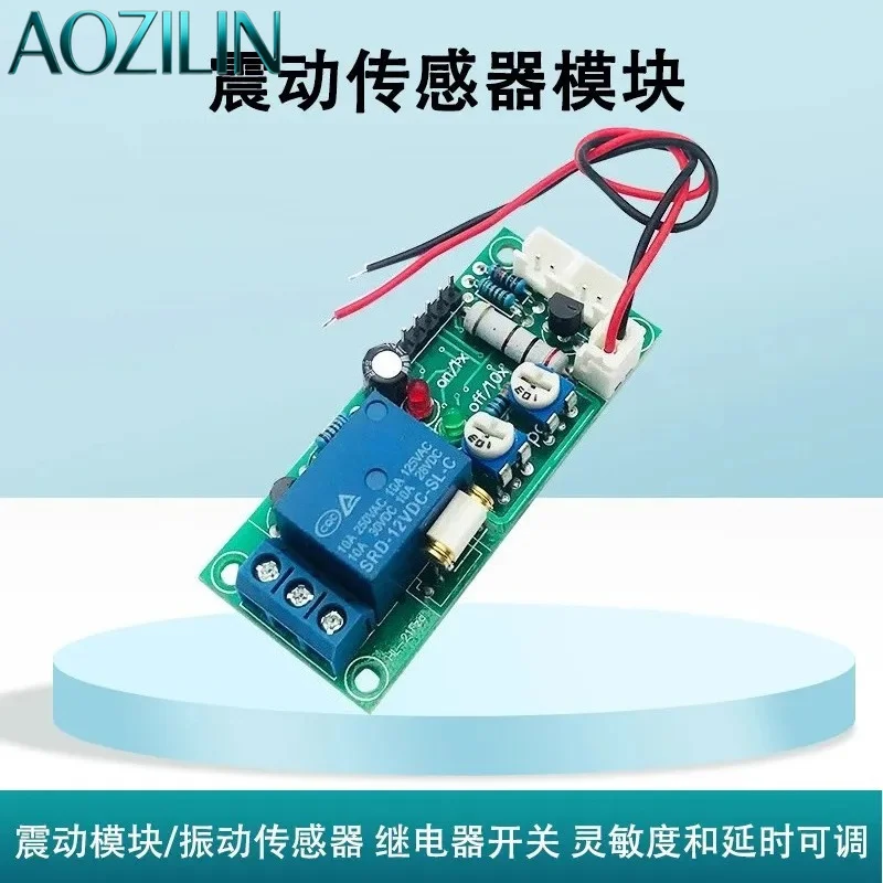AOZILIN For Vibration Sensing Module Sensor Relay Switch High Sensitivity Delay Adjustable Industrial Grade 12V