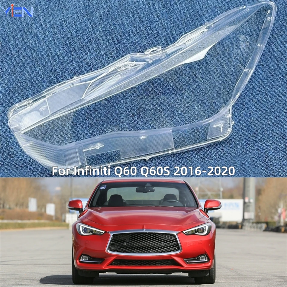 

For Infiniti Q60 Q60S 2016 2017 2018 2019 2020 Car Acesssories Polycarbonate High Gloss Fully Transparent Front Headlight Cover
