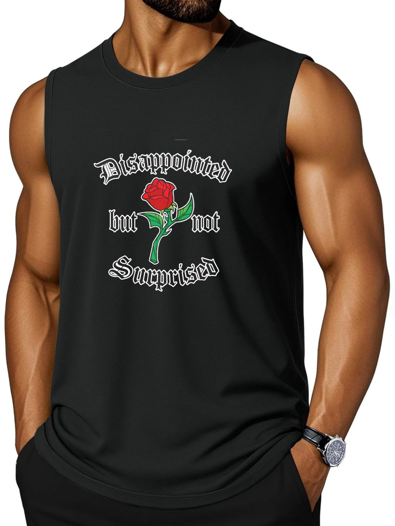 CLOOCL Déçu mais pas étonné, débardeur à imprimé rose, débardeur de sport tendance, T-shirt sans manches