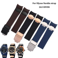 For Ulysse Nardin Curved End Silicone Rubber WatchBand 263 DIVER Waterproof strap 22mm Men Watch accessories Bracelet with tools