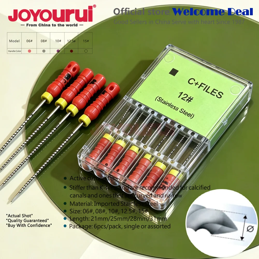 6PCS Dental C+ files 25mm 21mm Endodontic Tools Pilot Stainless Steel C File 6# 8#10# 12.5# 15# Root Canal Tips Dentistry Pin DF