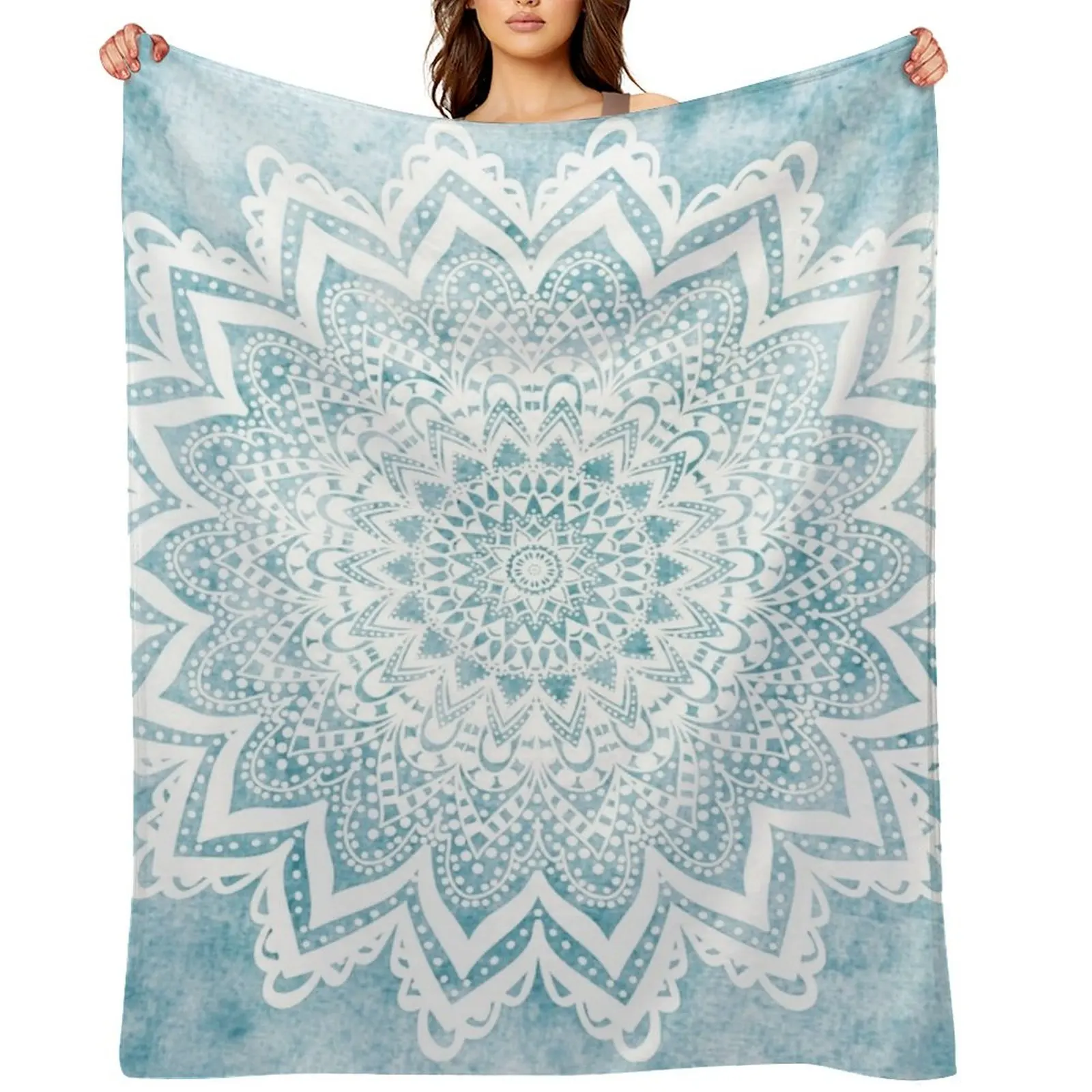 

MANDALA SAVANAH LIGHT BLUE Throw Blanket warm for winter Moving Comforter Blankets