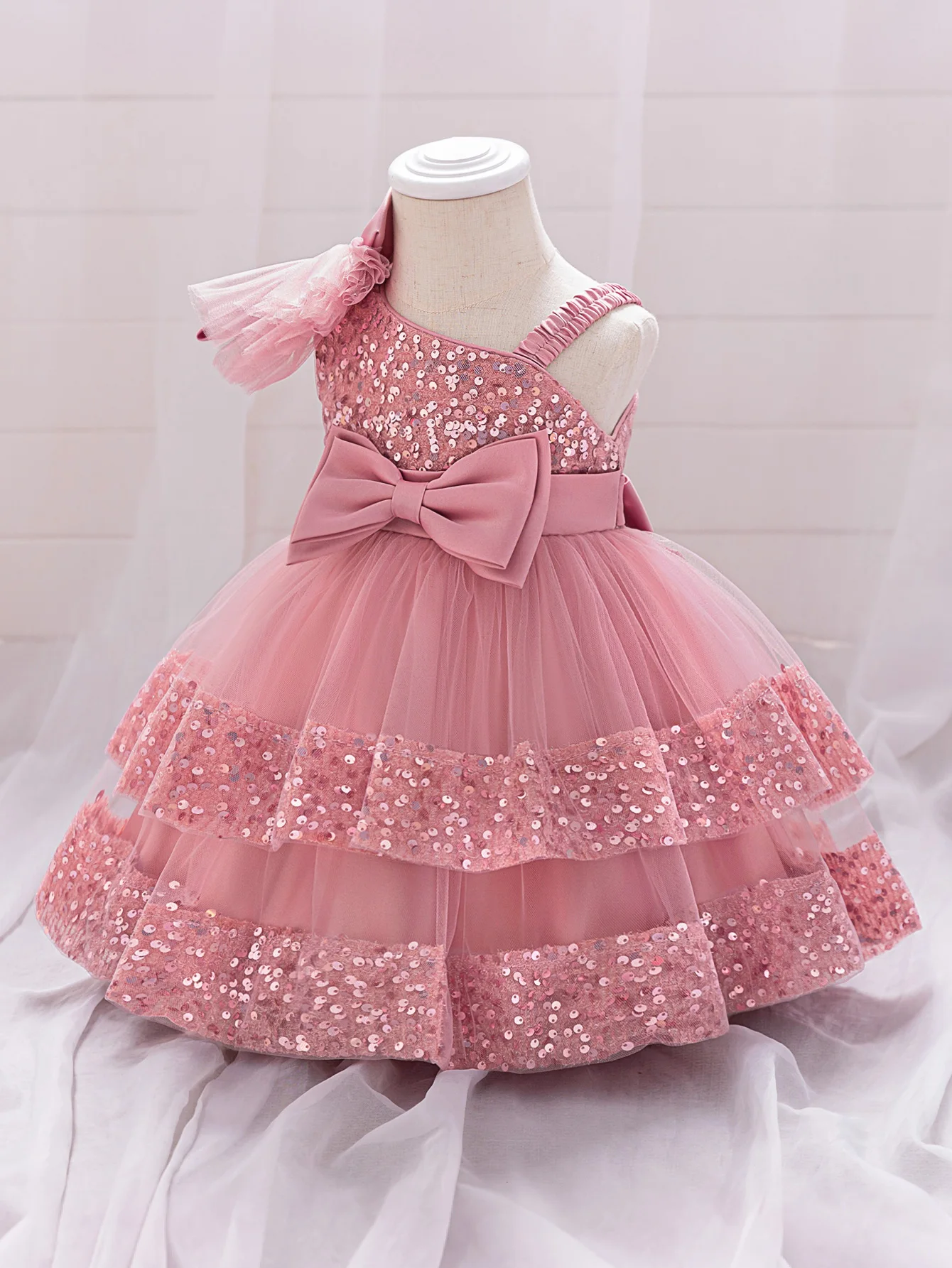 Kleinkind Halloween-Party Mädchenkleid Karneval Weihnachtskostüme Pailletten 1. Geburtstag Hochzeit Brautjungfer Prinzessin Baby Mädchenkleid – Detail 3
