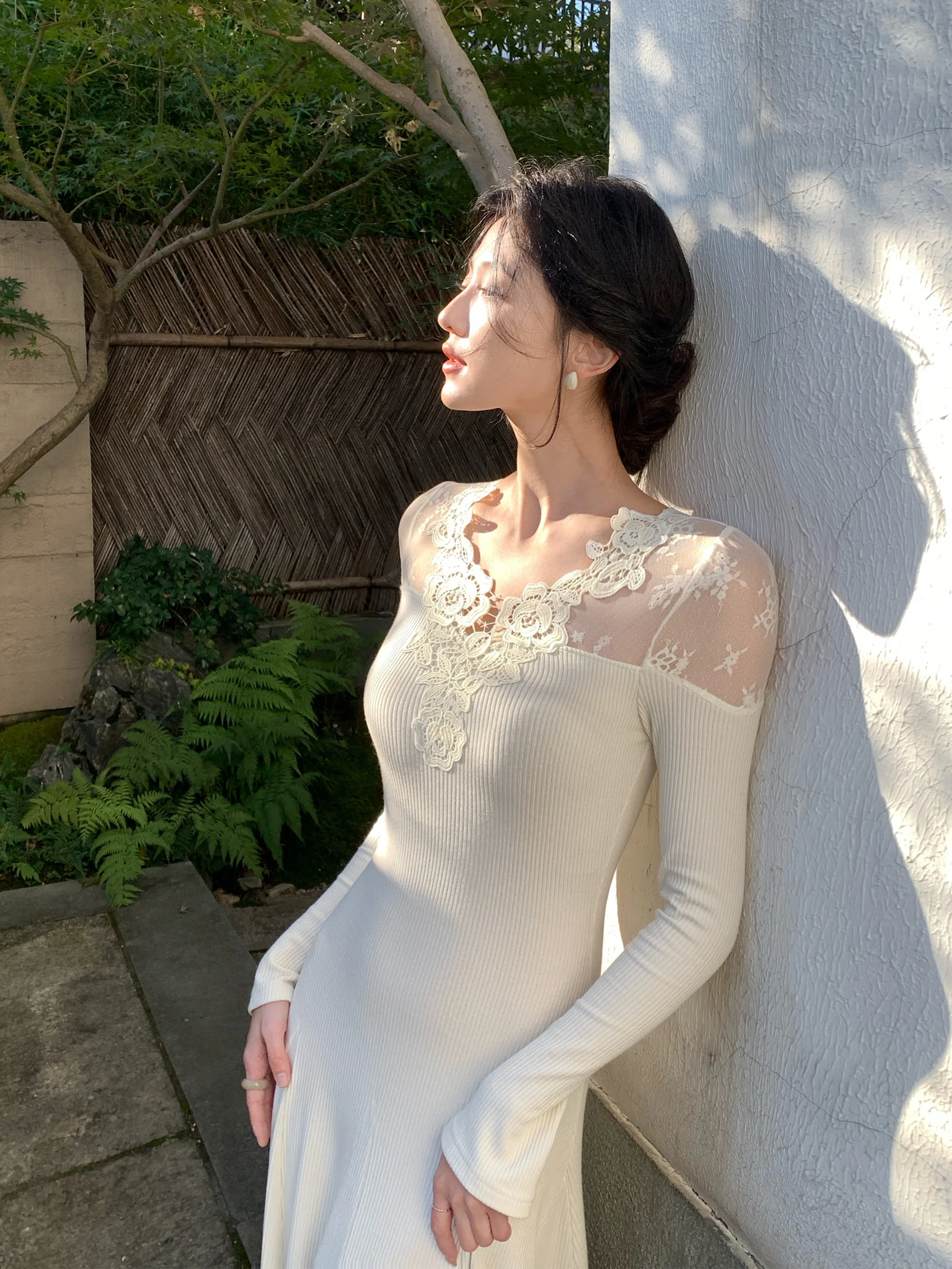 

Сексуальная трикотажная кружевная юбка Dr V-Ne Long Sve Bodycon с высокой талией, полиэфирное волокно, высокая эластичность, весна, лето, осень, новинка...