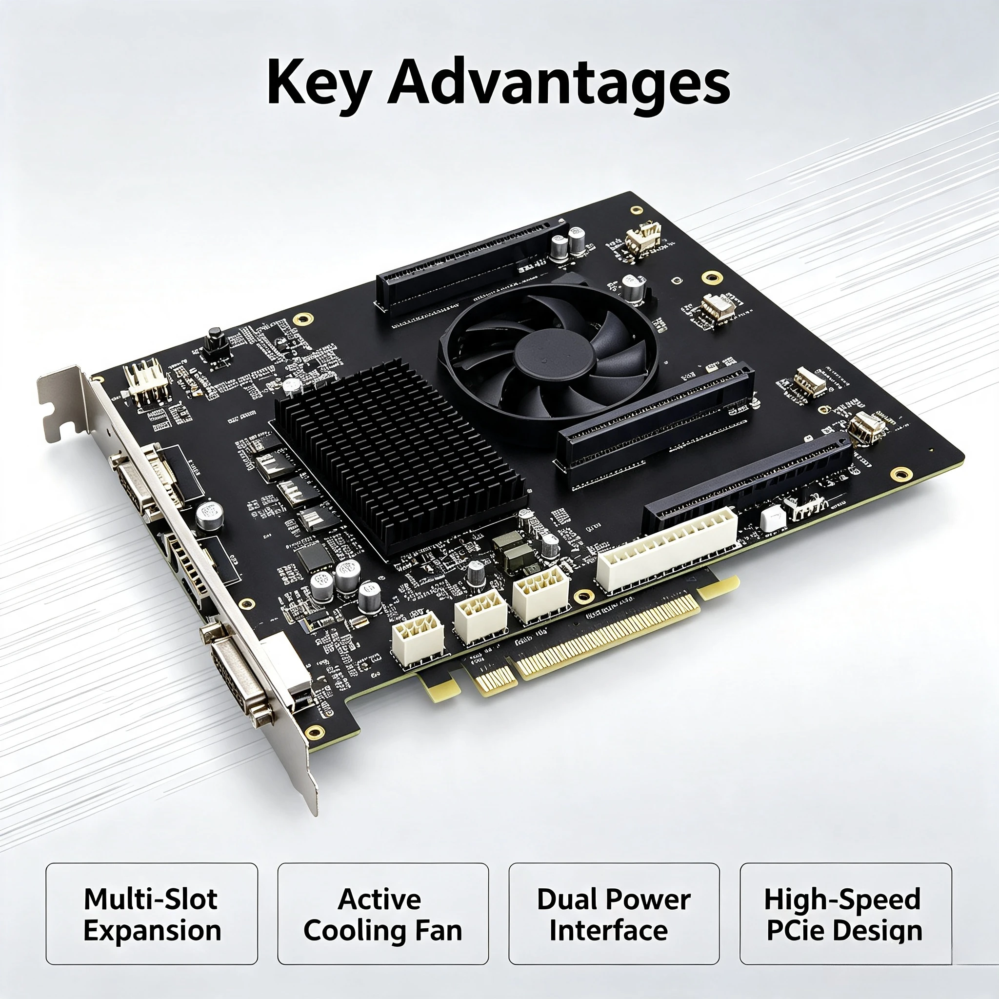 4-Slot PCIe4.0 GPU Expansion Card with PLX88096 Chip, Support 4 GPUs, U.2 Transfer Adapter, 65mm Spacing