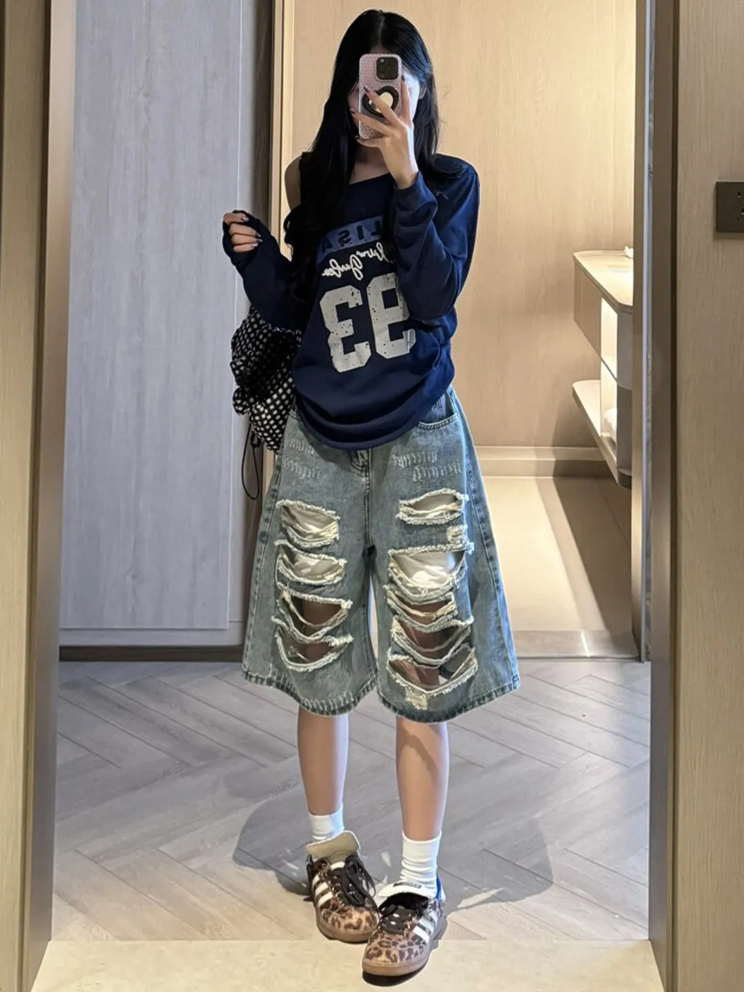 

Summer New High Waist Wide Leg Five-Quarter Denim Jeans Women Loose Slimming Concealing Straight Leg Jeans Casual Comfortable