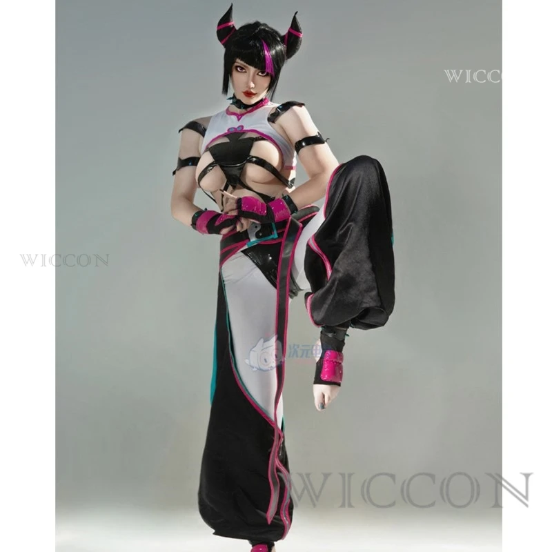 جوري هان تأثيري حلي لعبة مقاتلة SF 6 ملابس هالوين كرنفال ملابس للحفلات تمويه الأدوار النساء فانتازيا وتتسابق شعر مستعار #2