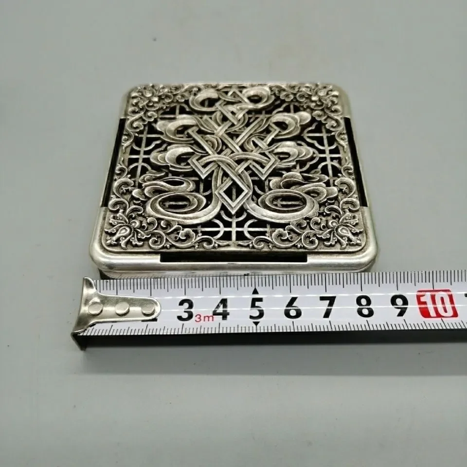 

Asian Tibet silver copper inkstone box pen wash Treasures ink pad box collect