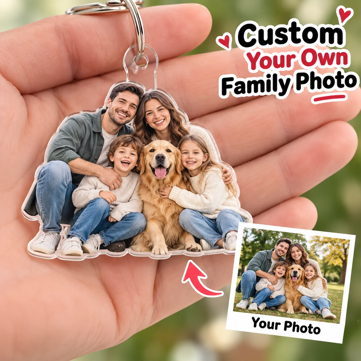 Custom Acrylic Photo Keychain 2D Double Sided Car Pendant Backpack Charm Personalized Couple Pet Family Keepsake Gift Decor