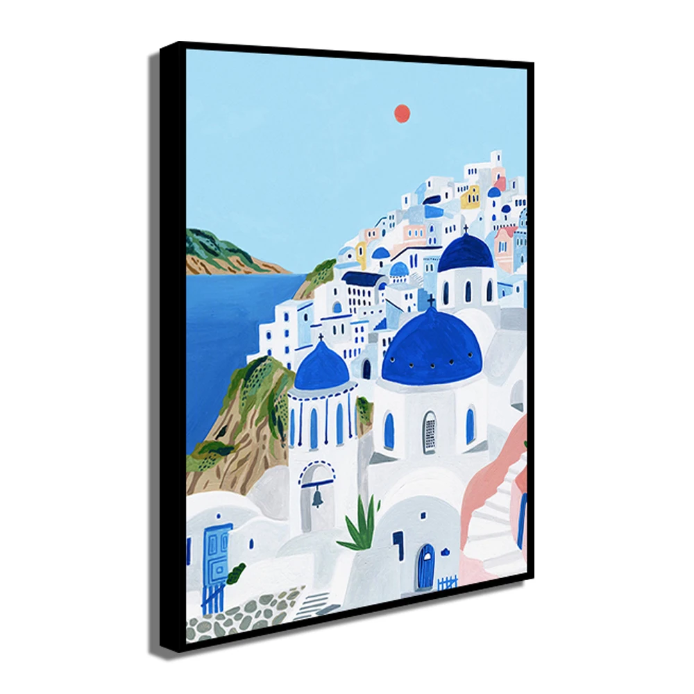 سانتوريني لشبونة قماش جدار الفن طباعة ملصق بحيرة كومو سنترال بارك اللوحة الزخرفية السفر جدارية ديكور المنزل هدية غير المؤطرة