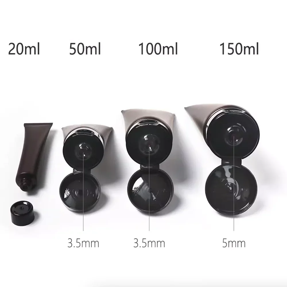 20ml 50ml 100ml 150ml 무광 브라운 스퀴즈 튜브 화장품 크림 로션 소프트 병 20g 50g 100g 150g 빈 리필 용기
