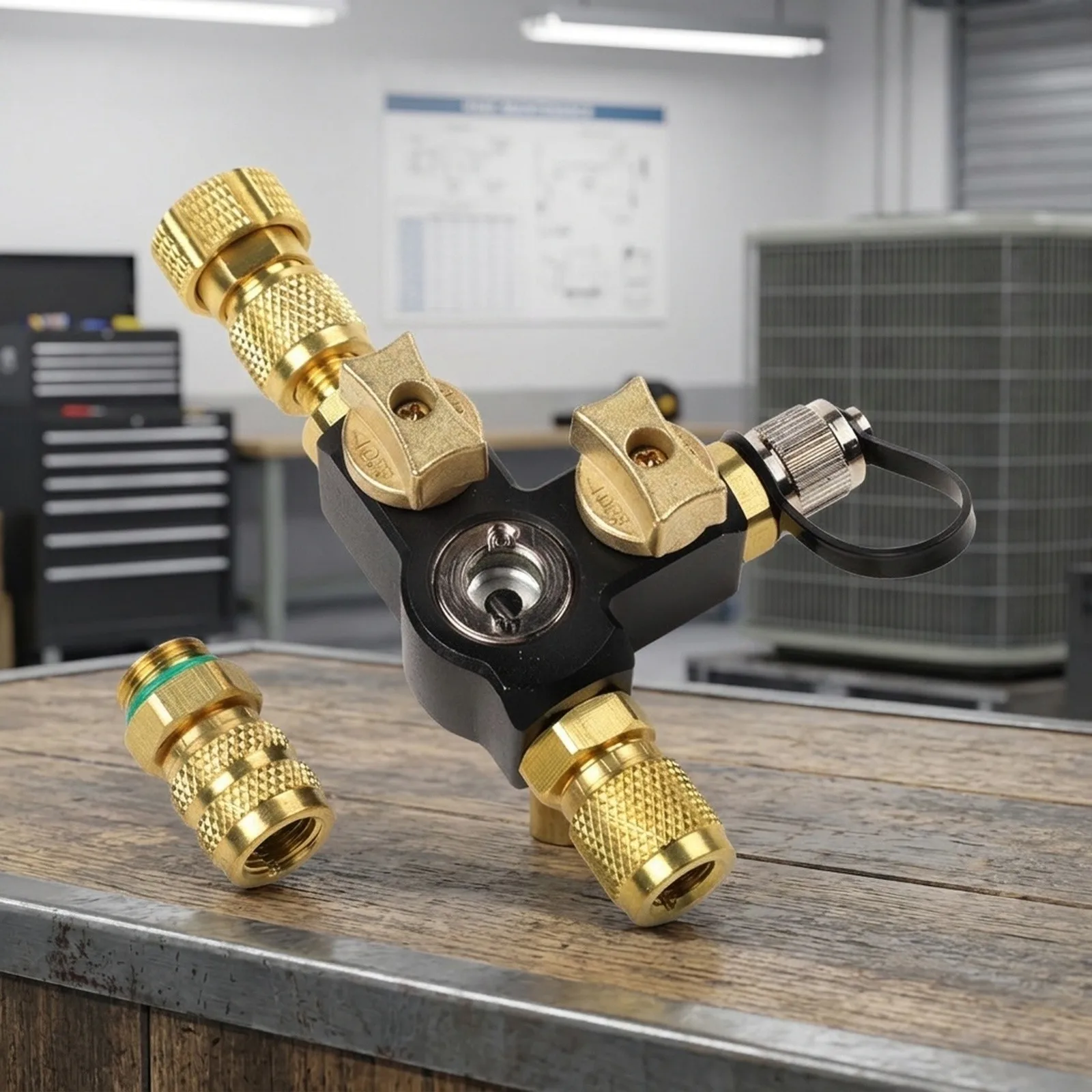 HVAC Valve Core Removal Tool with Dual Size Fittings 1/4 and 5/16 Inch Vacuum Rated to 20 Microns and Built-in Sight Glass