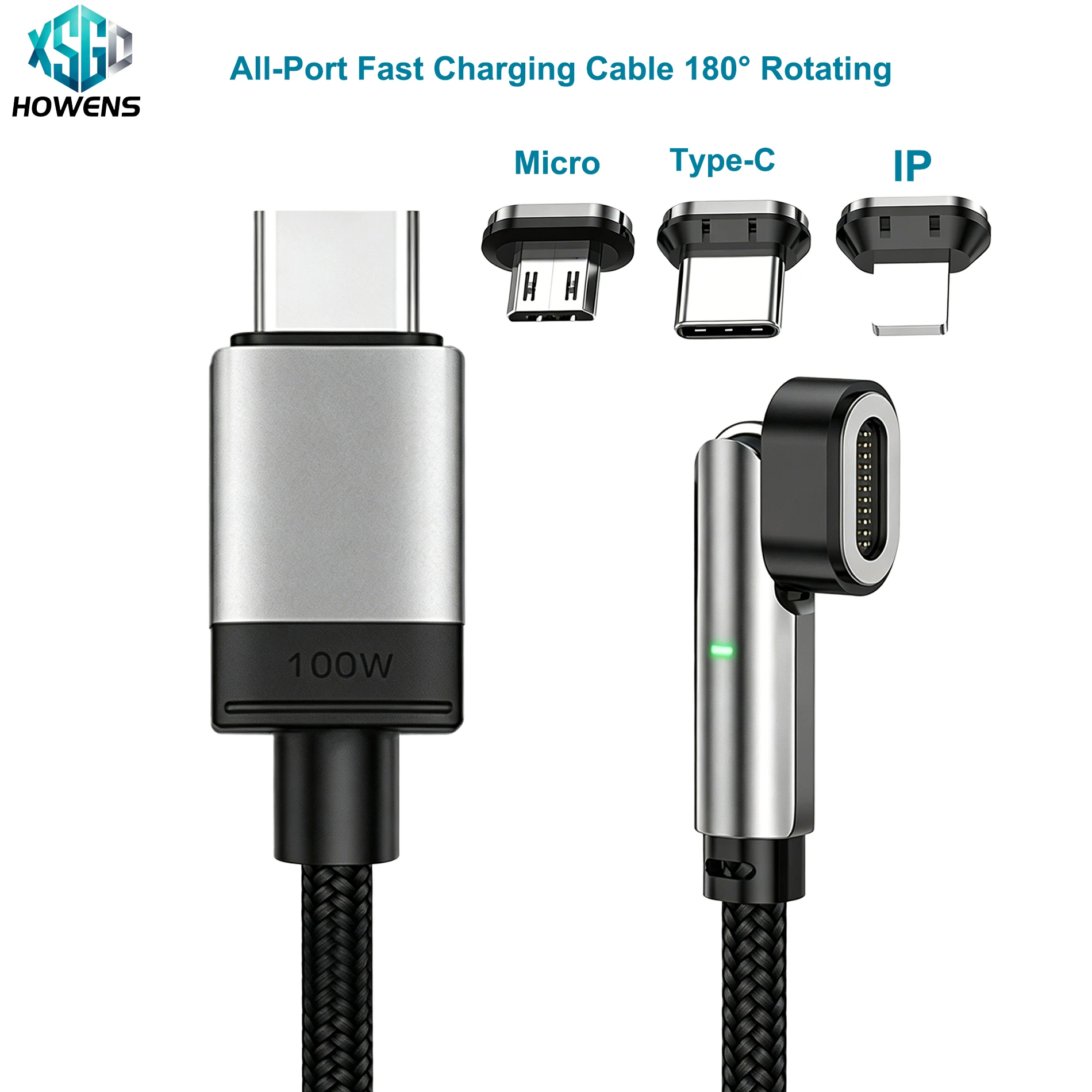

100W USB C Magnetic Cable 5A Fast Charging Micro Type C Cable for IPhone Samsung Xiaomi Magnet Charger Wire LED Indicator Light