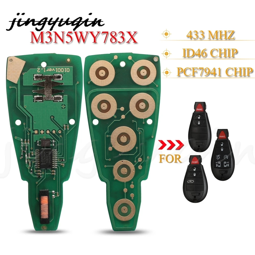 

jingyuqin M3N5WY783X Remote Key PCB Fob 433Mhz ID46 PCF7941 For Chrysler Town Country Jeep Grand Cherokee Dodge Caravan Journey