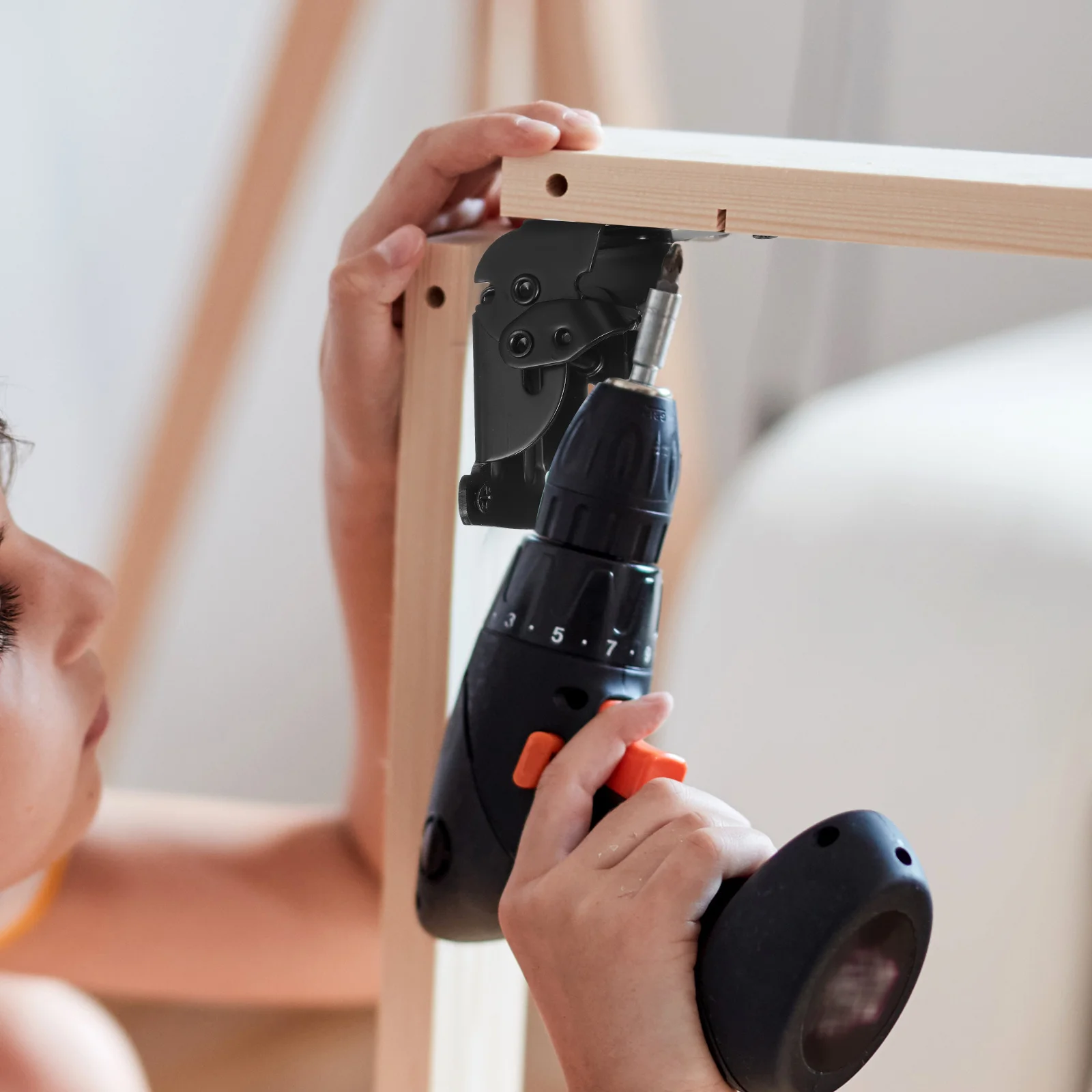 

Tofficu 4Pcs Folding Furniture Hinge Brackets Self Locking Table Leg Connectors Metal Hardware for Space Saving Wood Furniture