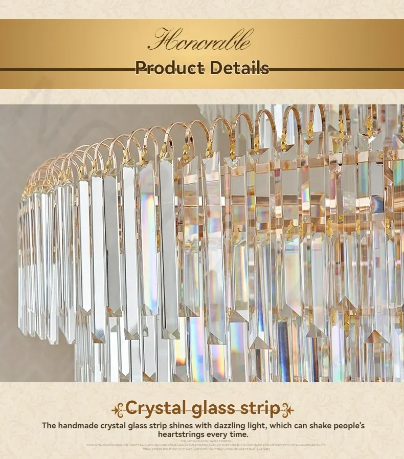 

2025new European Duplex Large Chandelier Villa Building Middle Floor Living Room Led Crystal Lamp Hall Long Chandelier Luxury