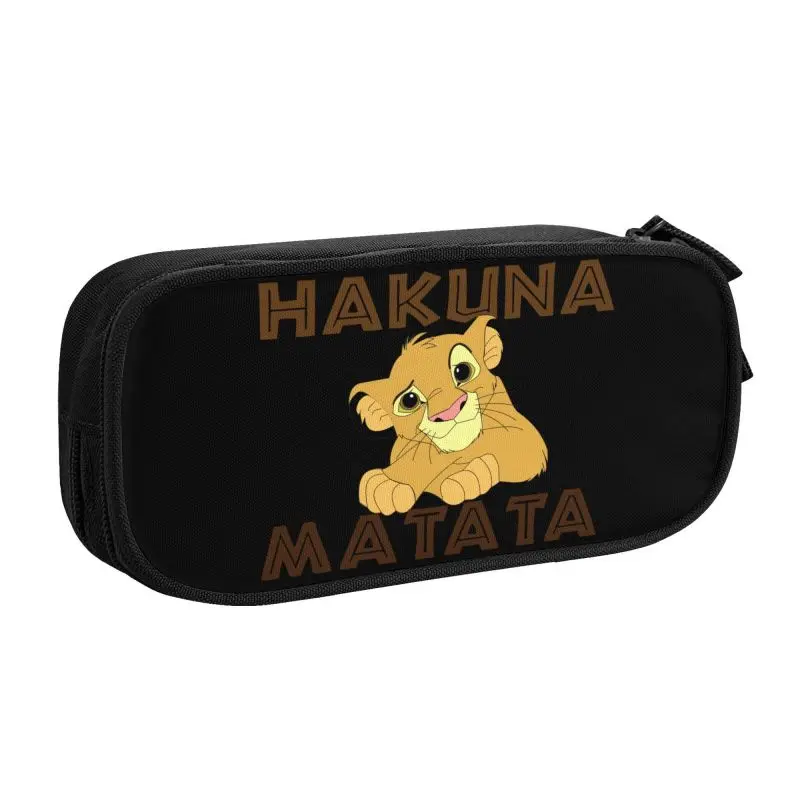 Custom Kawaii Hakuna Matata Movie Fan Lover Pencil Case Unisex The Lion King Cartoon Large Storage Pen Bag Box School Supplies