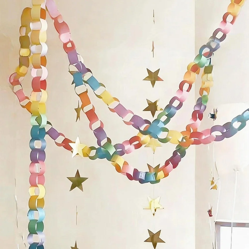 100 Stück/Set Bunte Papierketten-Girlanden mit Doppelseitigem Klebeband DIY Konstruktions-Papierketten für Geburtstag Kinderparty Dekoration – Detail 5