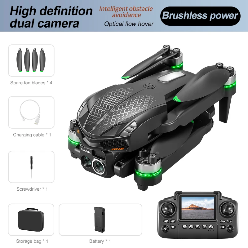 S168 Mini Drone 4K Professional HD Camera with Large Screen 2.4G WIFI FPV Dron Brushless Optical Flow Hover Folding Quadcopter
