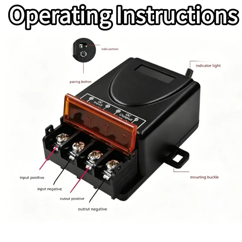 RF 433Mhz Wireless Remote Control Switch 30A DC 12V 24V 48V 72V High Power 1000 Meters Relay Receiver for Electric Device Light