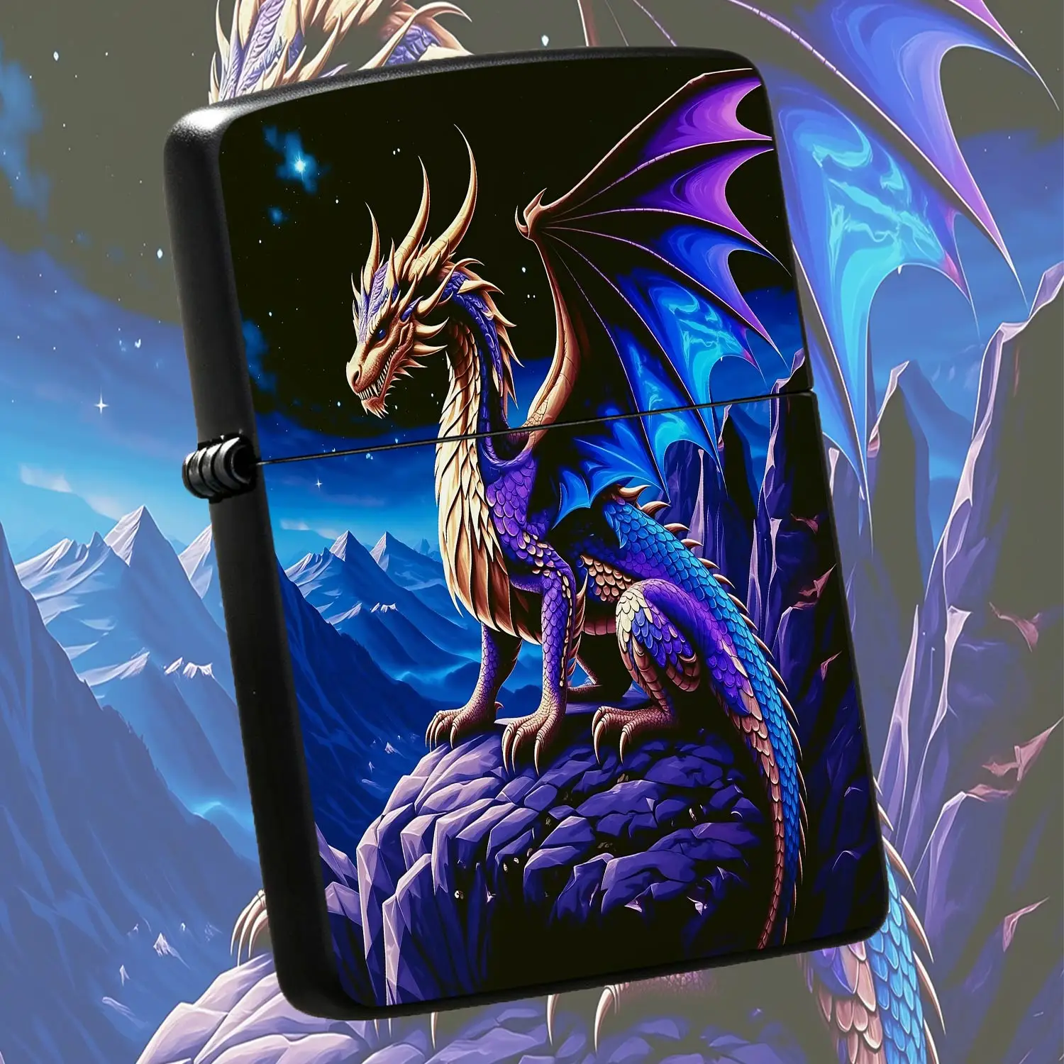 Fantasy Starryamethyst Dragon Lighter, Vibrant Gradient Mystical Creature Art Pattern, Sleek Portable All-Purpose Daily Use Accessory, Ideal For Gifting Collecting Party Outdoor And Indoor Scenes, Exquisite Decorative P A Humorous And Inter