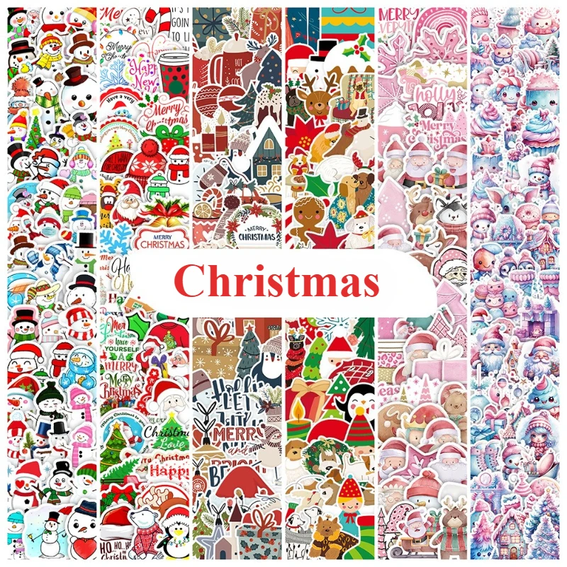 50pcs/set Retro European Cartoon Christmas Item Scrapbook Journal Sticker DIY Decor Luggage Phone Case Decal Cute Kids Gift