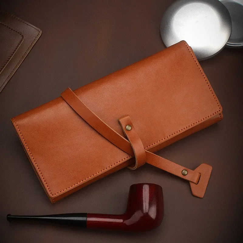 Tobacco Moisturizing Bag Portable Leather Pipe Bag Hot Picked Cowhide Sandalwood Pipe Bag