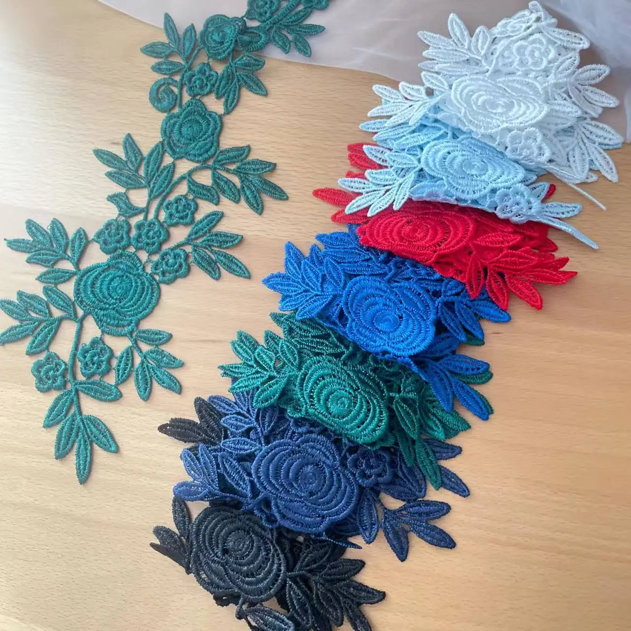 10Pcs=5Pairs.Exquisite Embroidery Lace Applique.Mirror Flowers.Bridaltiara Wedding Dress Decoration DIY Sewing Handmade Material