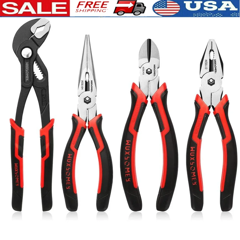 ロングノーズ斜めラインマン溝ジョイントプライヤーセット高硬度 CR-V 鋼快適な TPR ハンドル多用途ツール DIY ホーム