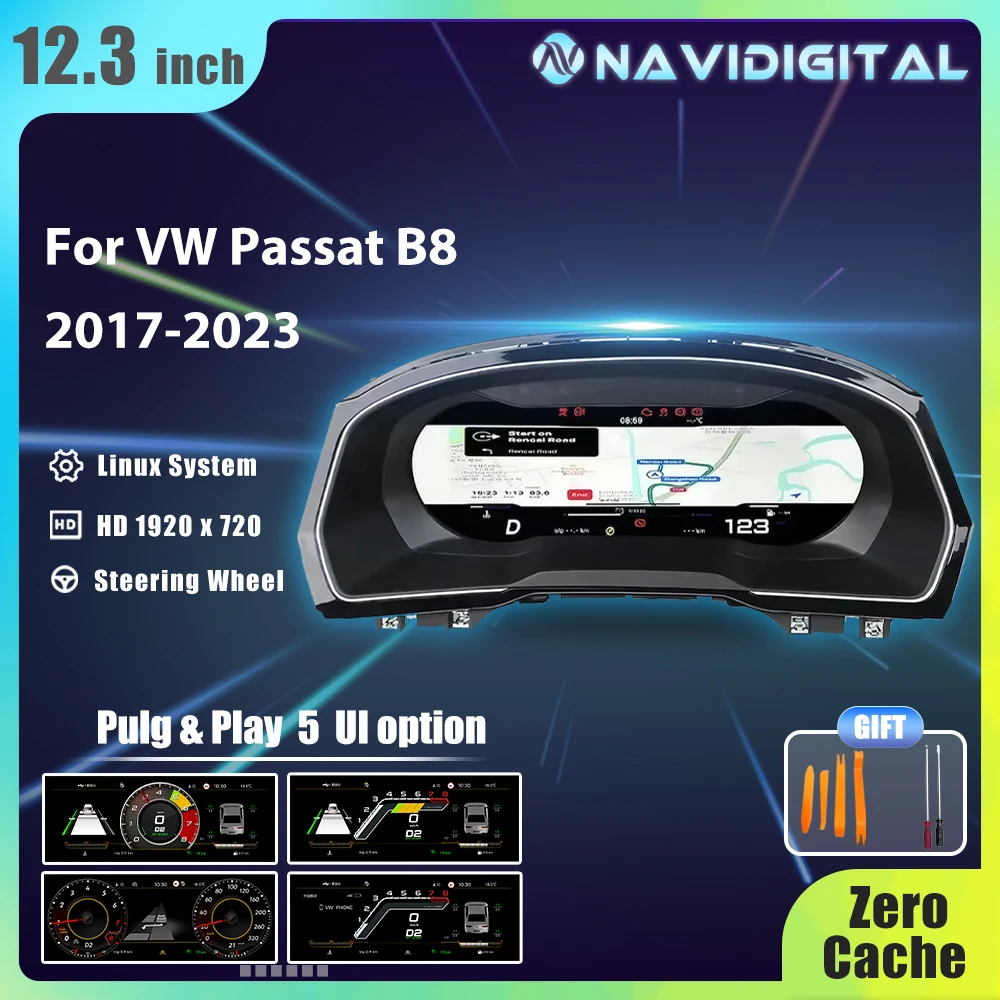 12.3'' LCD Digital Cluster for Volkswagen Passat B8 CC Variant 2017 18 19 20 21 3 years Suppor HDMI Carplay Instrument Cluster