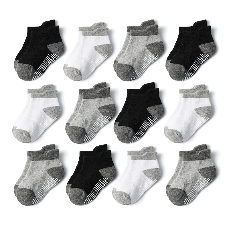 

Girls Boys 0-5Y Non Slip Socks 6 12 Pairs Infant Grip Sole Socks with Anti Skid Dots Breathable Cotton Toddler Crew Socks 2026