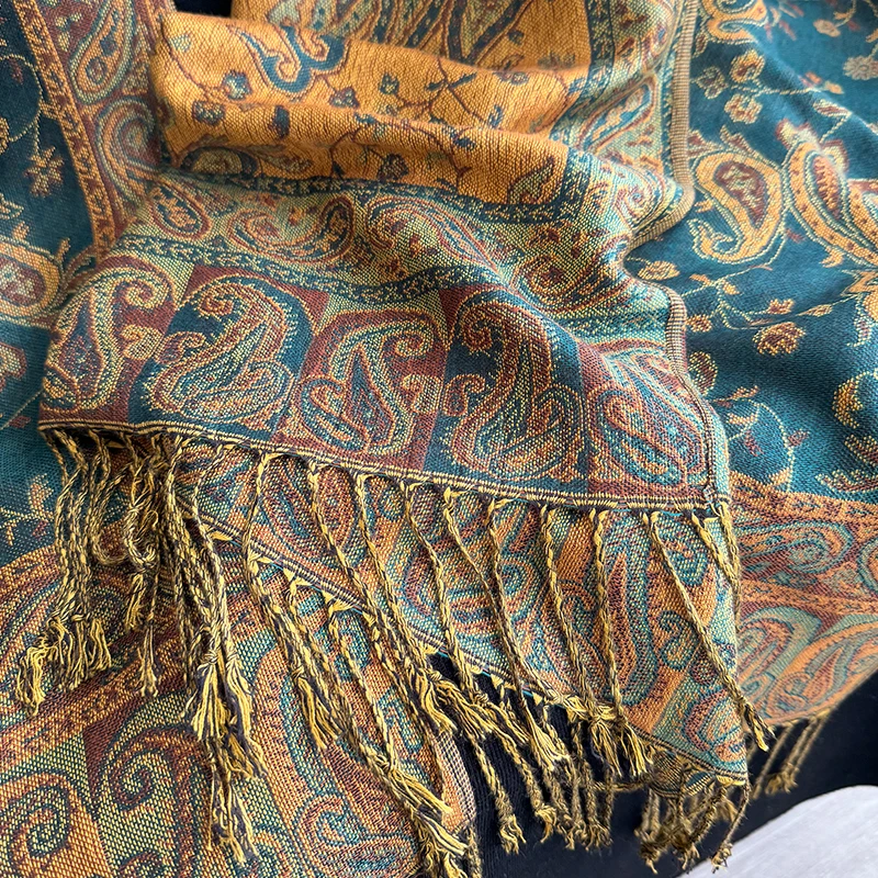 Quaste Decke Design Dicke Pashmina Neue Winter Warme Schal Wrap Paisley Muster Schal Frauen Halstuch Poncho Stolen 2023 – Detail 7