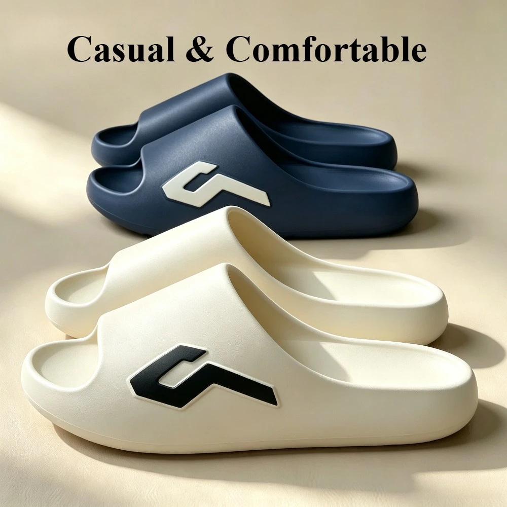 Cloud Feel EVA Slippers, Soft Thick Sole Open Toe Slides, Quick Dry Indoor Bathroom Outdoor Beach Sandals