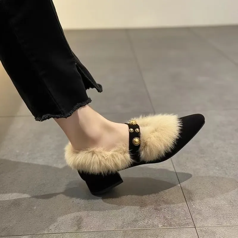 Pointed-toe Women's Fall-winter Outerwear 2026 New Style Insulated Chunky Heel Fashionable Sneakers view 5