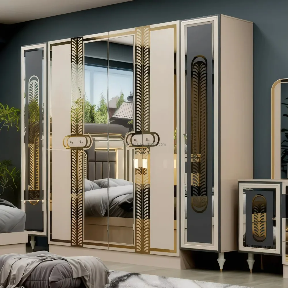 طقم غرفة نوم خشبية حديثة فاخرة مخصصة سرير قابل للتمديد بحجم كينغ/كوين مع تخزين لأثاث غرف نوم الفندق المنزلي