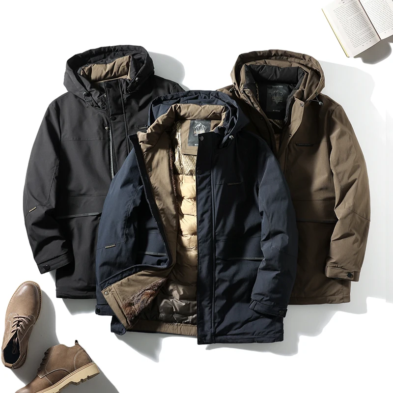 

Утепленная мужская парка с капюшоном, хлопковая куртка, ветрозащитная, теплая, повседневная, приталенного кроя, из полиэстера, на молнии, с длинными рукавами