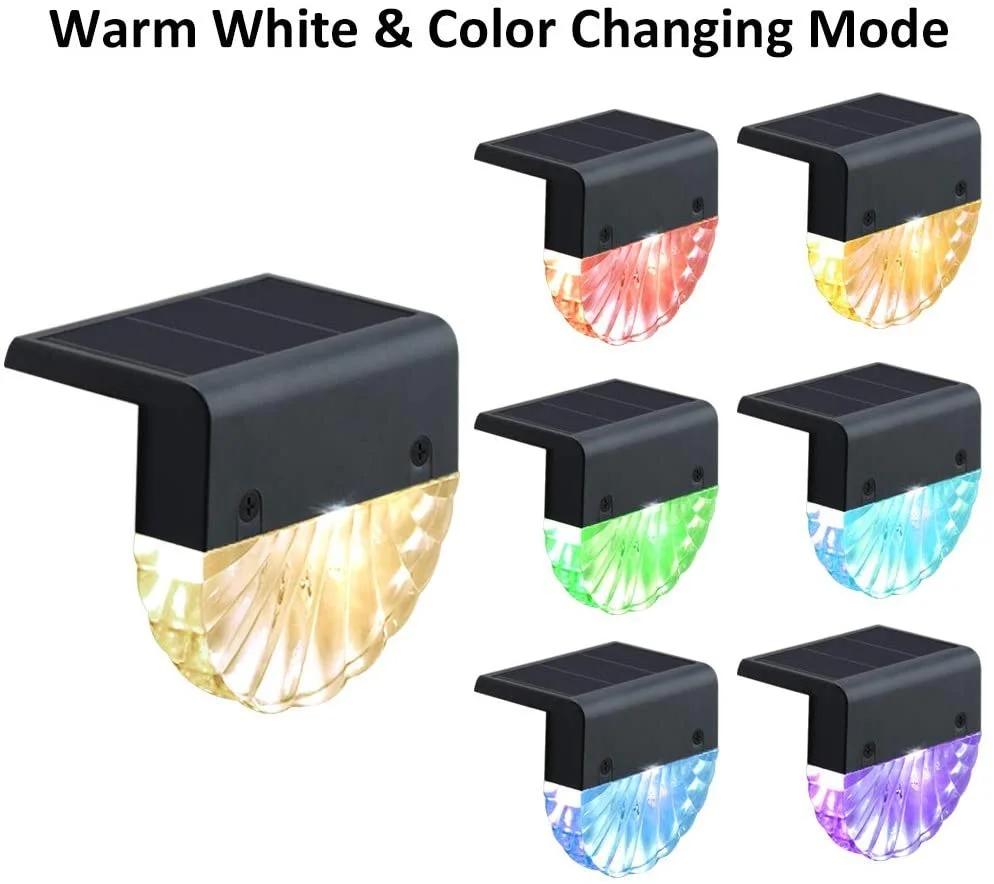 LED solar RGB colorful warm white stair light outdoor garden patio decoration step fence fence wall light