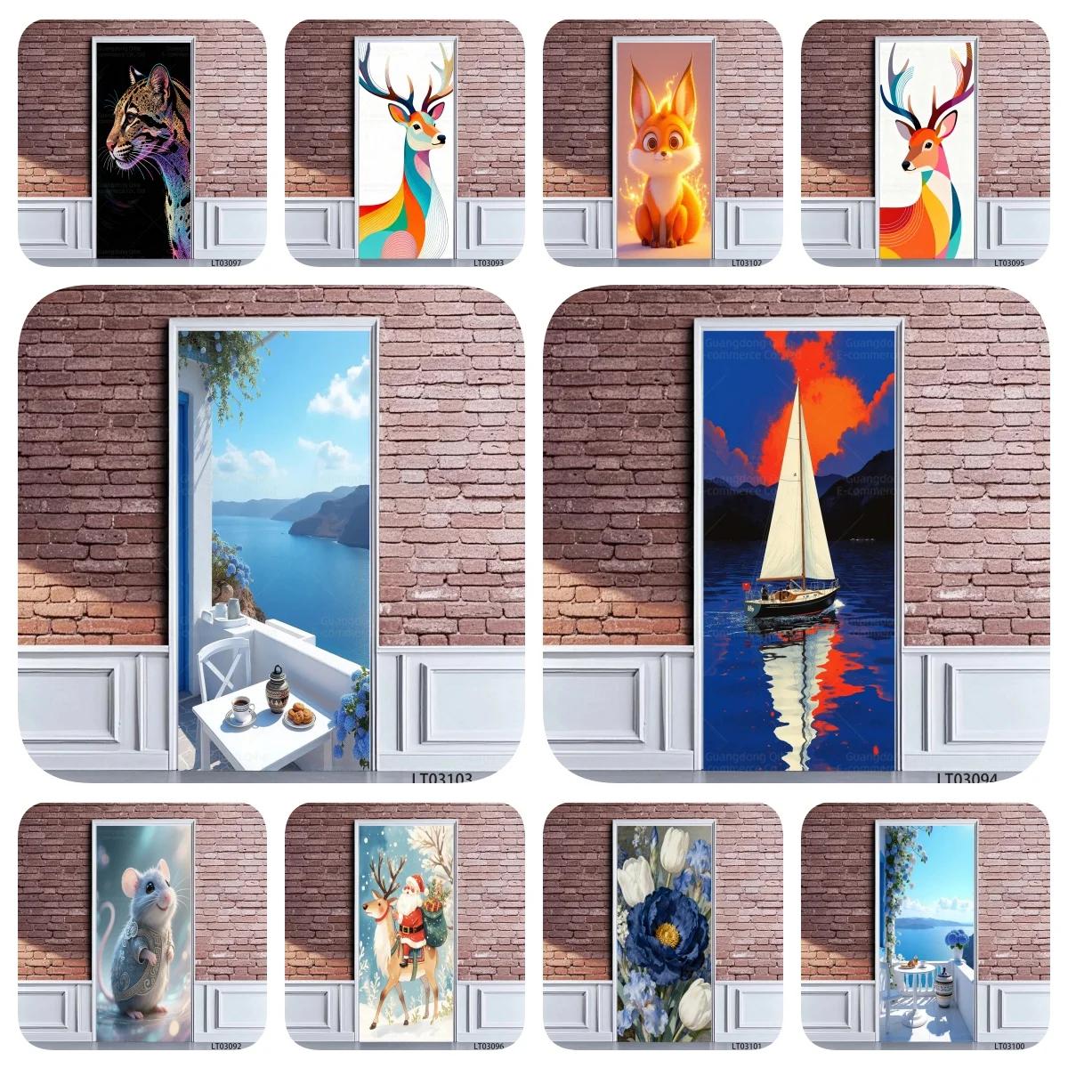 

Vibrant Animal Scene Door Stickers High Definition Print Self-Adhesive Home Wallpaper Customize Home Decoration Poster Stickers