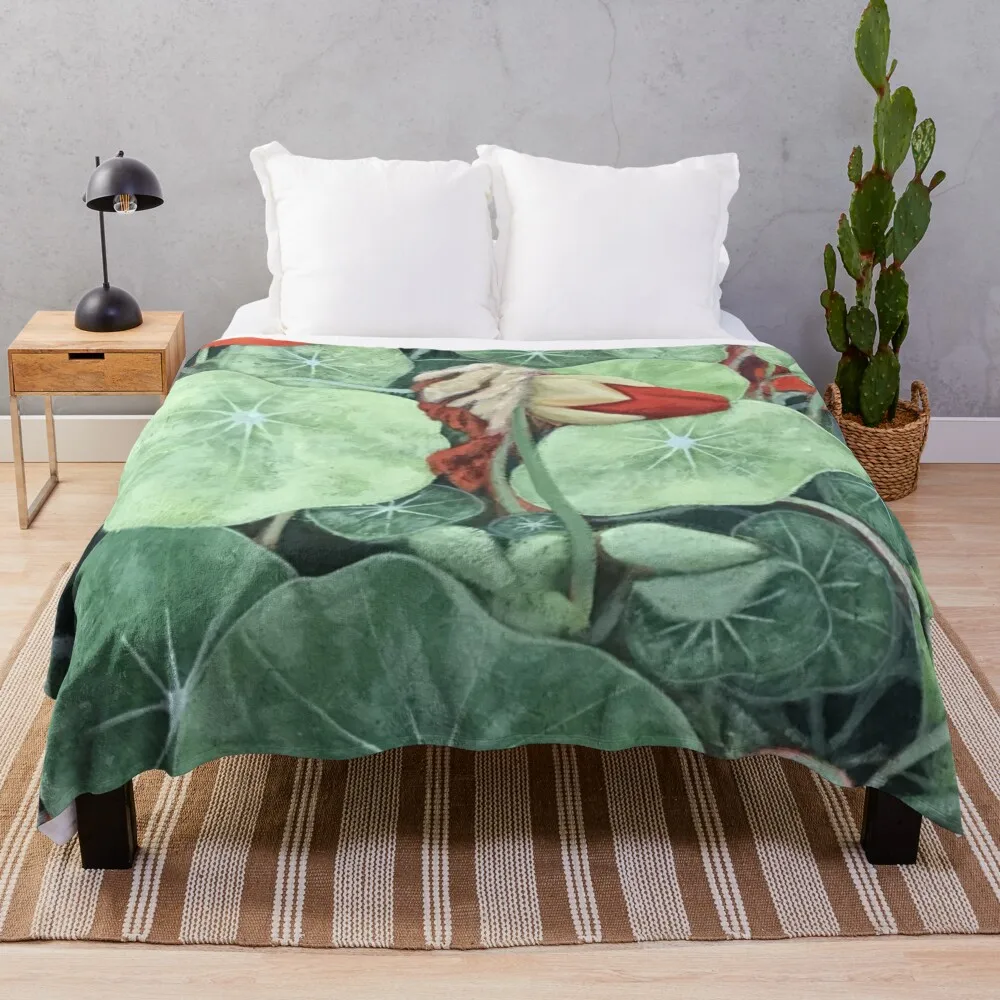 Summertime Nasturtiums II Throw Blanket Thermal blankets and throws blankets ands christmas gifts Blankets